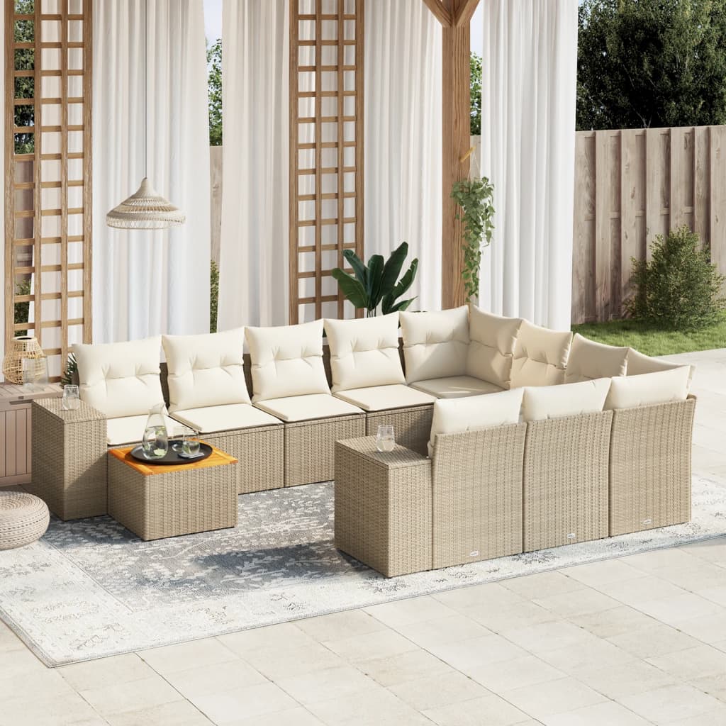 11-delige Tuinset met kussens poly rattan beige is nu te koop bij PeponiXL, paradijselijk wonen!