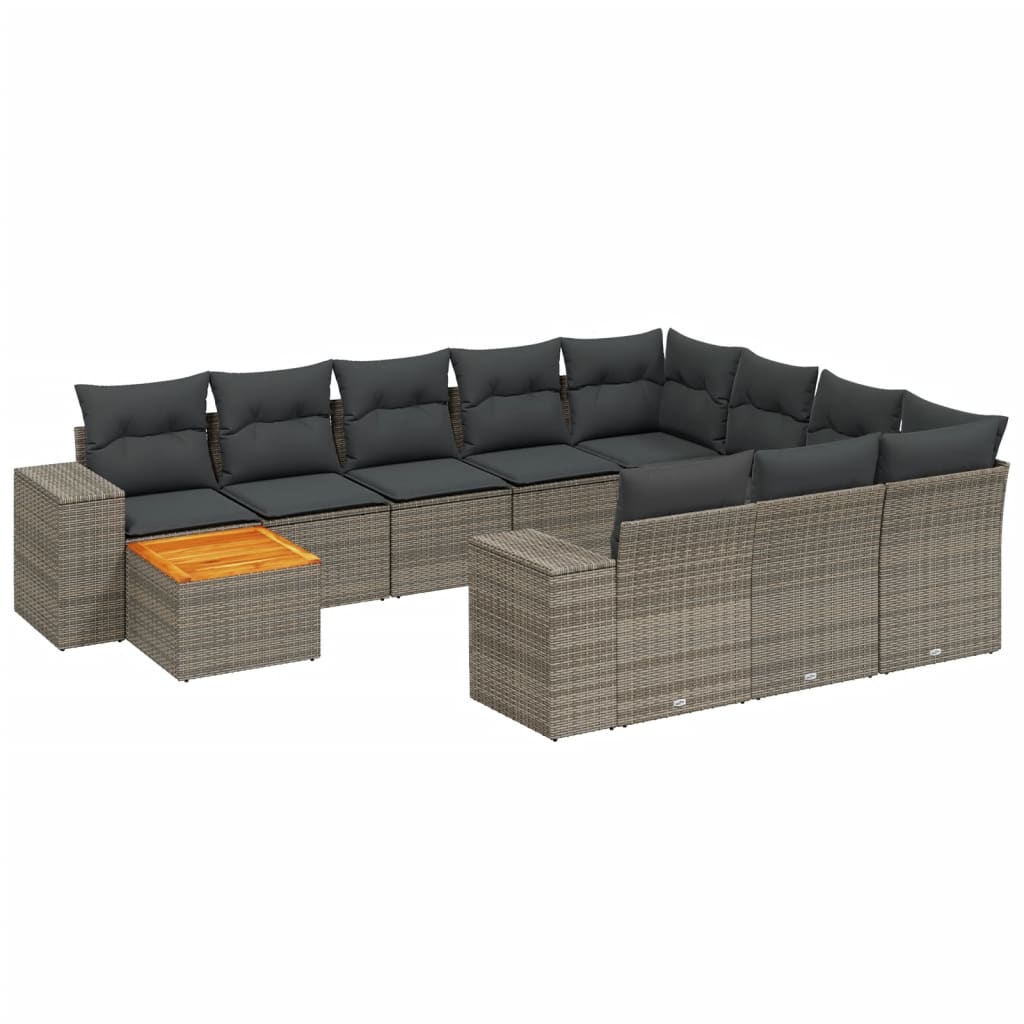 11-delige Loungeset met kussens poly rattan grijs is nu te koop bij PeponiXL, paradijselijk wonen!