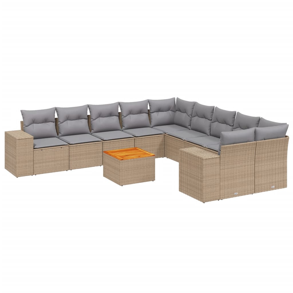 11-delige Tuinset met kussens poly rattan beige is nu te koop bij PeponiXL, paradijselijk wonen!