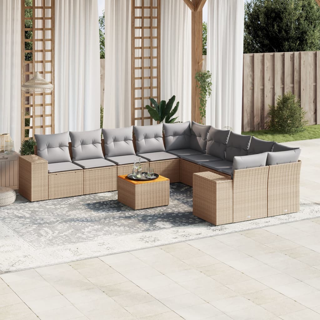 11-delige Tuinset met kussens poly rattan beige is nu te koop bij PeponiXL, paradijselijk wonen!