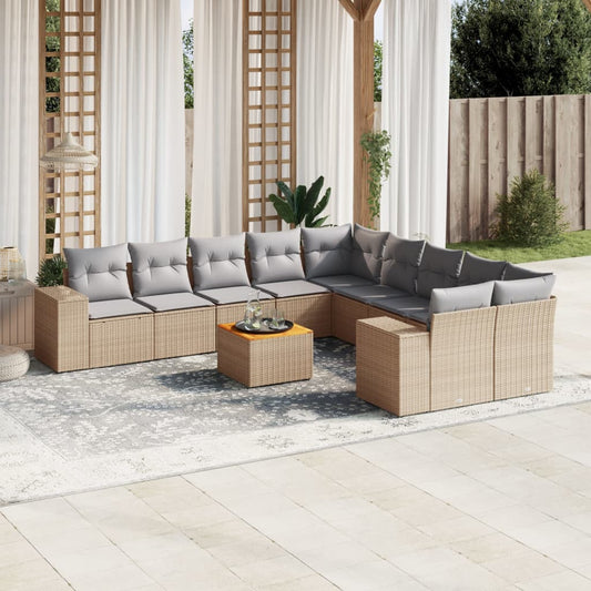 11-delige Tuinset met kussens poly rattan beige is nu te koop bij PeponiXL, paradijselijk wonen!