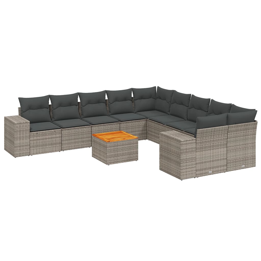 11-delige Loungeset met kussens poly rattan grijs is nu te koop bij PeponiXL, paradijselijk wonen!