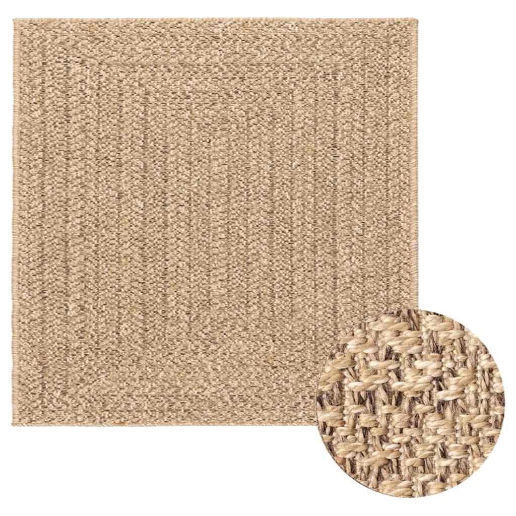 Vloerkleed ZIZUR binnen en buiten 120x120 cm jute look