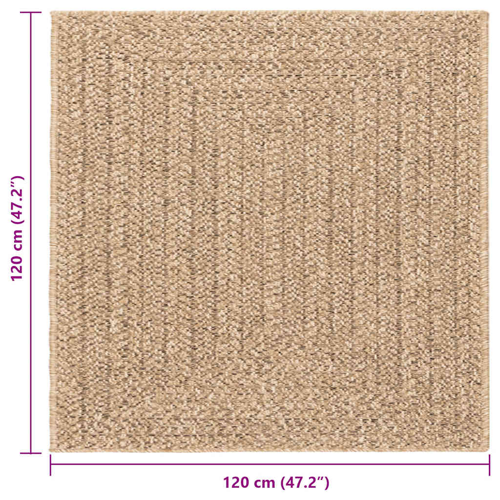 Vloerkleed ZIZUR binnen en buiten 120x120 cm jute look