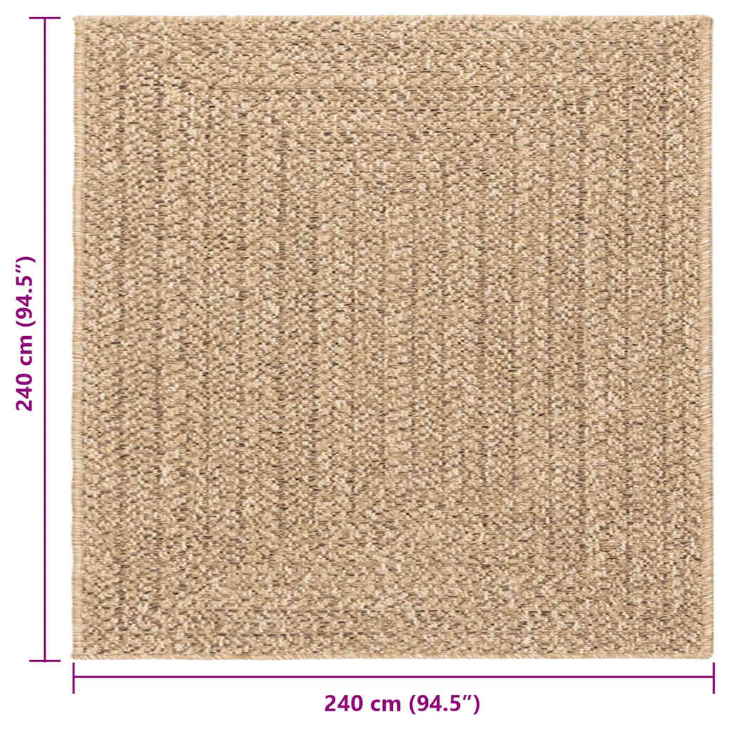 Vloerkleed ZIZUR binnen en buiten 240x240 cm jute look