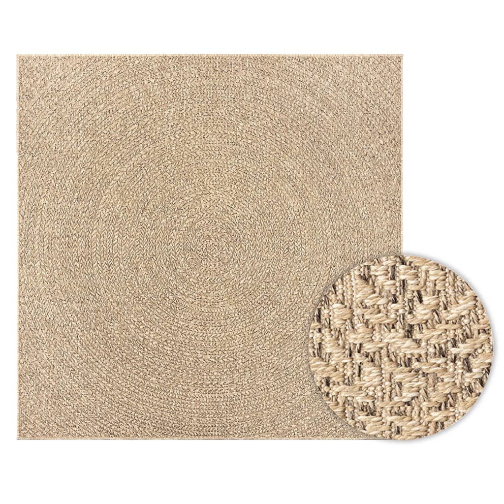 Vloerkleed ZIZUR binnen en buiten 240x240 cm jute look
