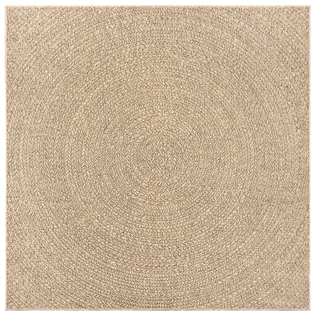 Vloerkleed ZIZUR binnen en buiten 240x240 cm jute look