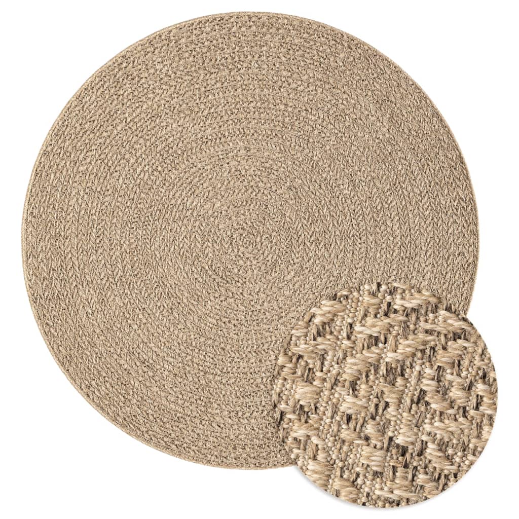 Vloerkleed ZIZUR binnen en buiten Ø 200 cm jute look is nu te koop bij PeponiXL, paradijselijk wonen!