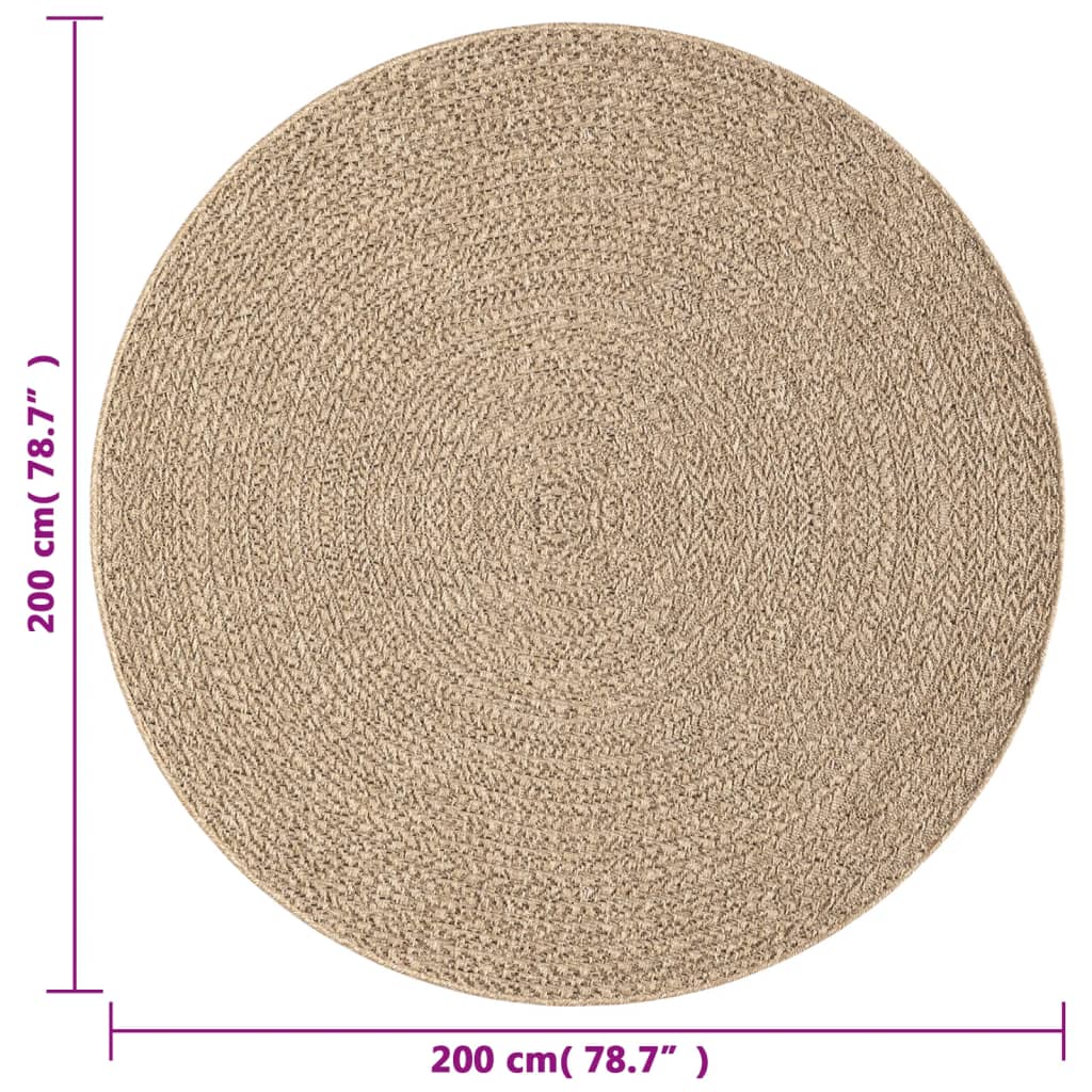 Vloerkleed ZIZUR binnen en buiten Ø 200 cm jute look is nu te koop bij PeponiXL, paradijselijk wonen!