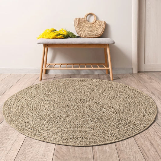 Vloerkleed ZIZUR binnen en buiten Ø 200 cm jute look is nu te koop bij PeponiXL, paradijselijk wonen!
