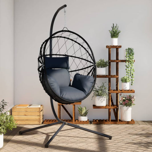 Hangstoel met standaard rattan en staal antracietkleurig is nu te koop bij PeponiXL, paradijselijk wonen!