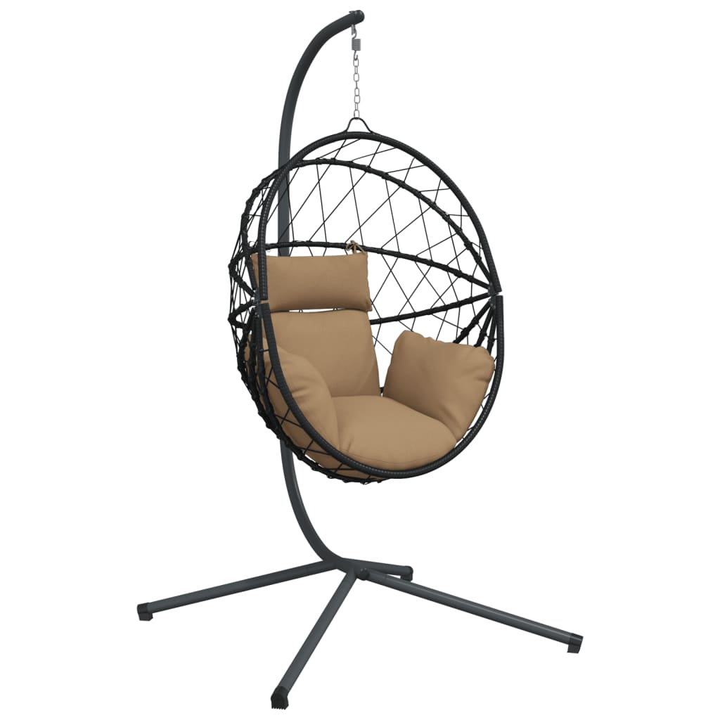 Hangstoel met standaard rattan en staal taupe is nu te koop bij PeponiXL, paradijselijk wonen!