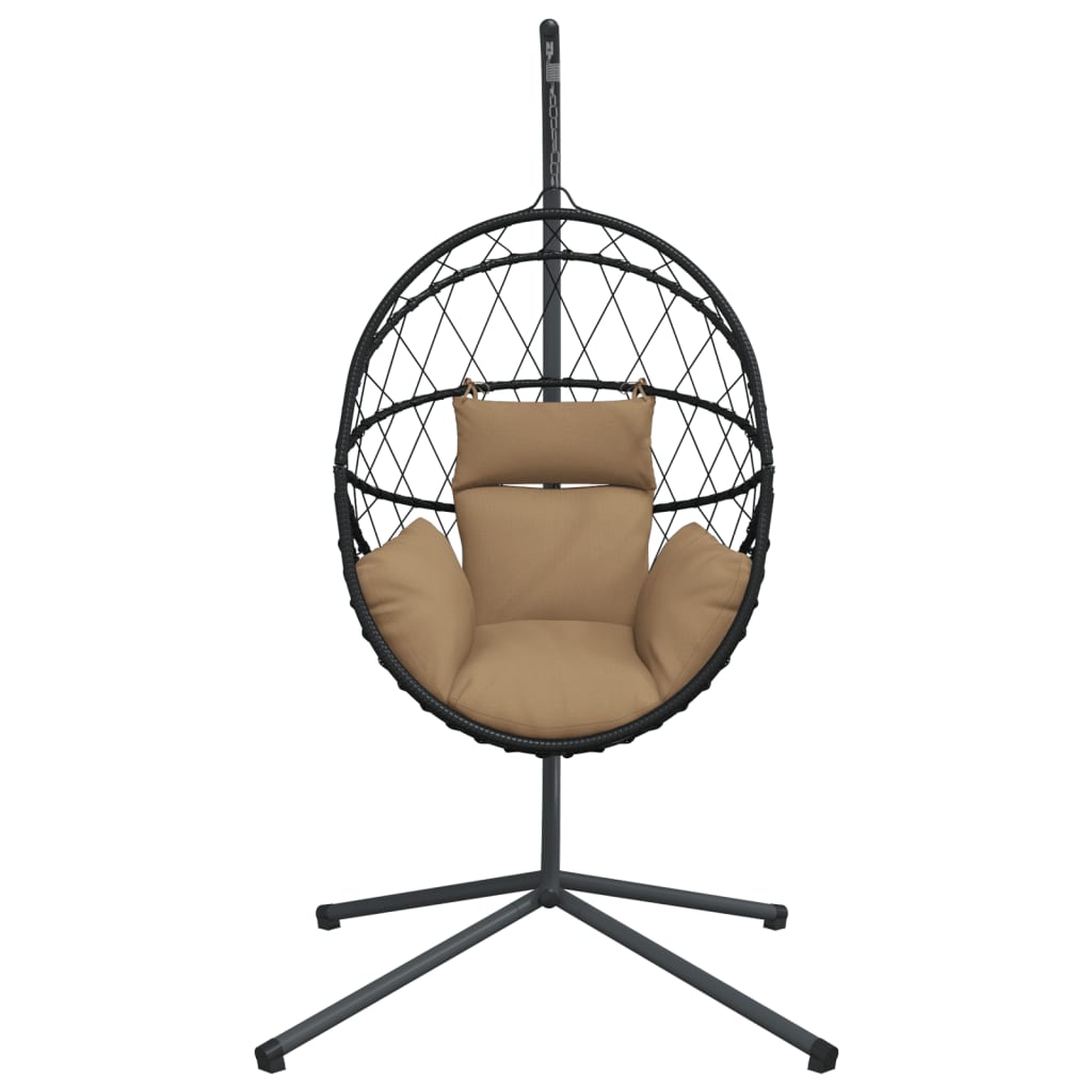 Hangstoel met standaard rattan en staal taupe is nu te koop bij PeponiXL, paradijselijk wonen!
