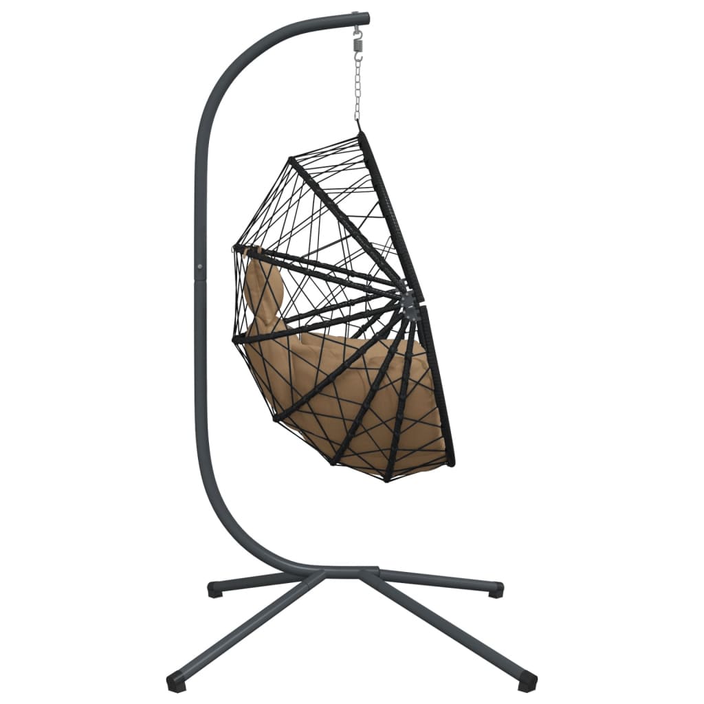 Hangstoel met standaard rattan en staal taupe is nu te koop bij PeponiXL, paradijselijk wonen!