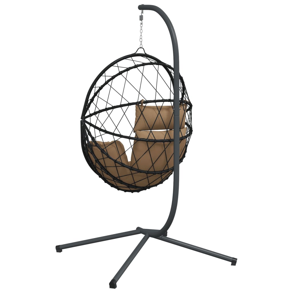 Hangstoel met standaard rattan en staal taupe is nu te koop bij PeponiXL, paradijselijk wonen!
