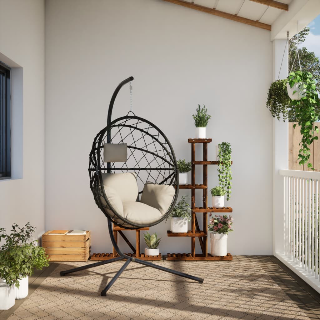 Hangstoel met standaard rattan en staal beige is nu te koop bij PeponiXL, paradijselijk wonen!