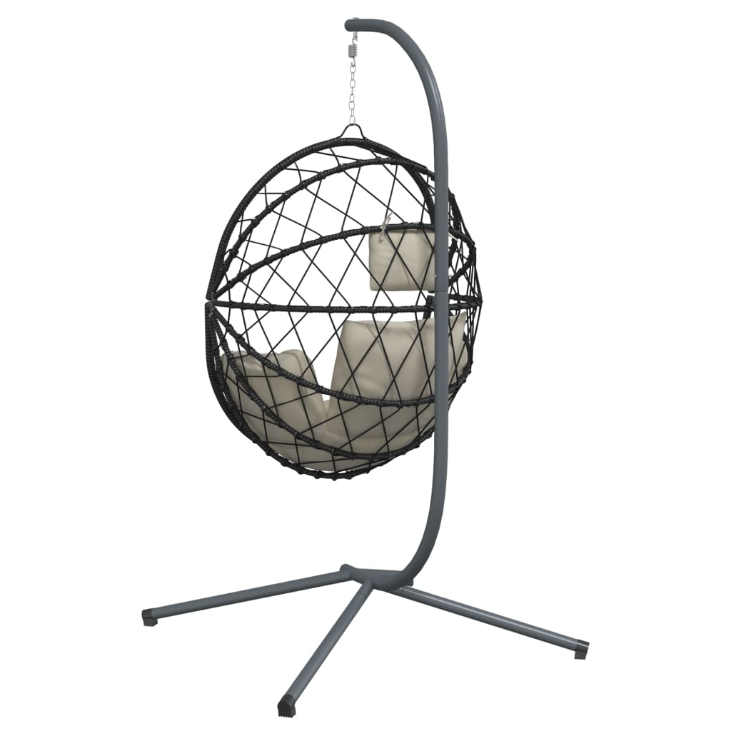 Hangstoel met standaard rattan en staal beige is nu te koop bij PeponiXL, paradijselijk wonen!