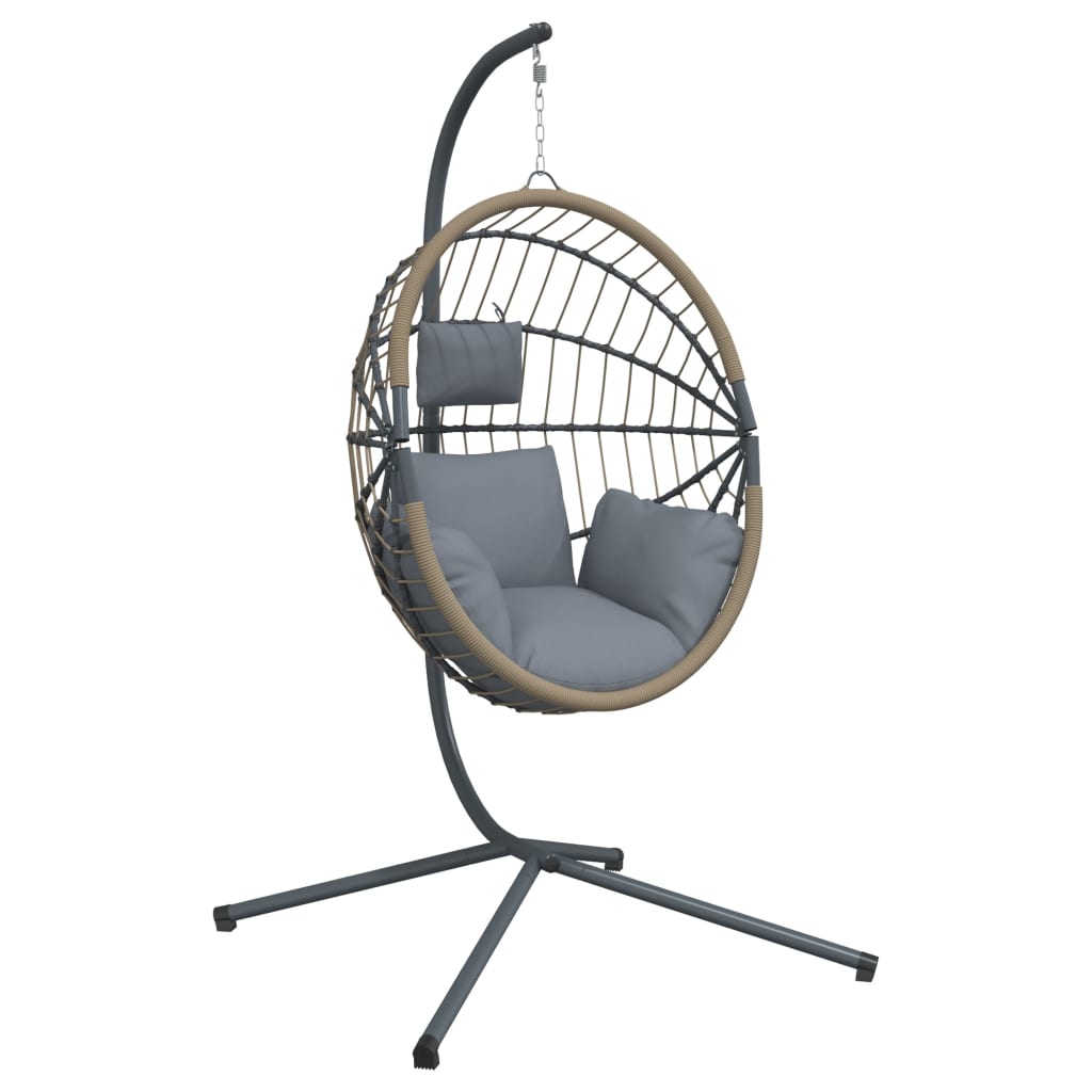 Hangstoel met standaard rattan en staal lichtgrijs is nu te koop bij PeponiXL, paradijselijk wonen!