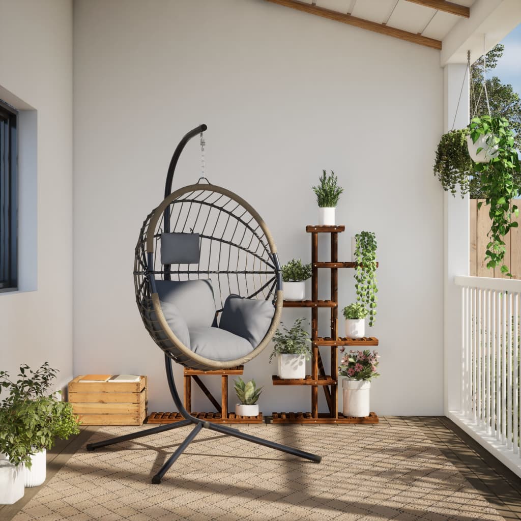 Hangstoel met standaard rattan en staal lichtgrijs is nu te koop bij PeponiXL, paradijselijk wonen!