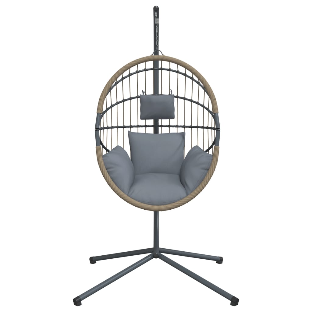 Hangstoel met standaard rattan en staal lichtgrijs is nu te koop bij PeponiXL, paradijselijk wonen!