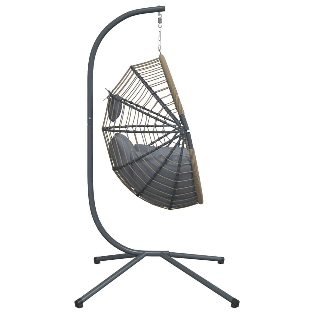 Hangstoel met standaard rattan en staal lichtgrijs is nu te koop bij PeponiXL, paradijselijk wonen!