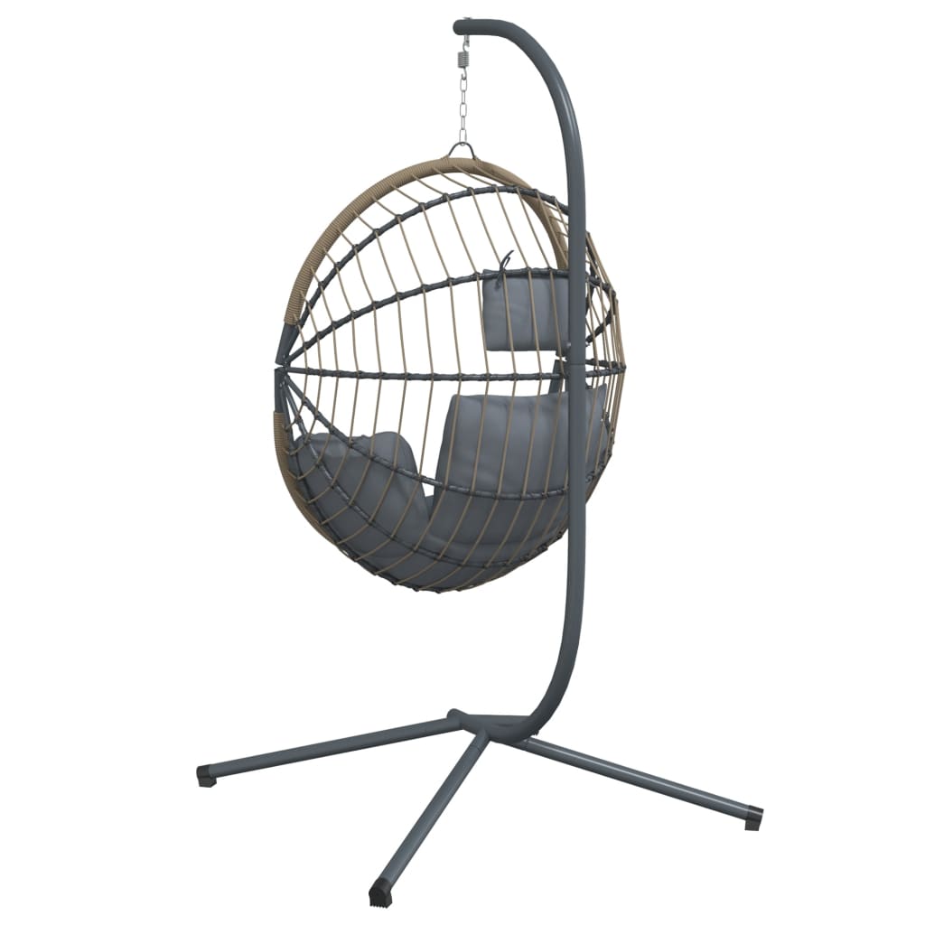 Hangstoel met standaard rattan en staal lichtgrijs is nu te koop bij PeponiXL, paradijselijk wonen!