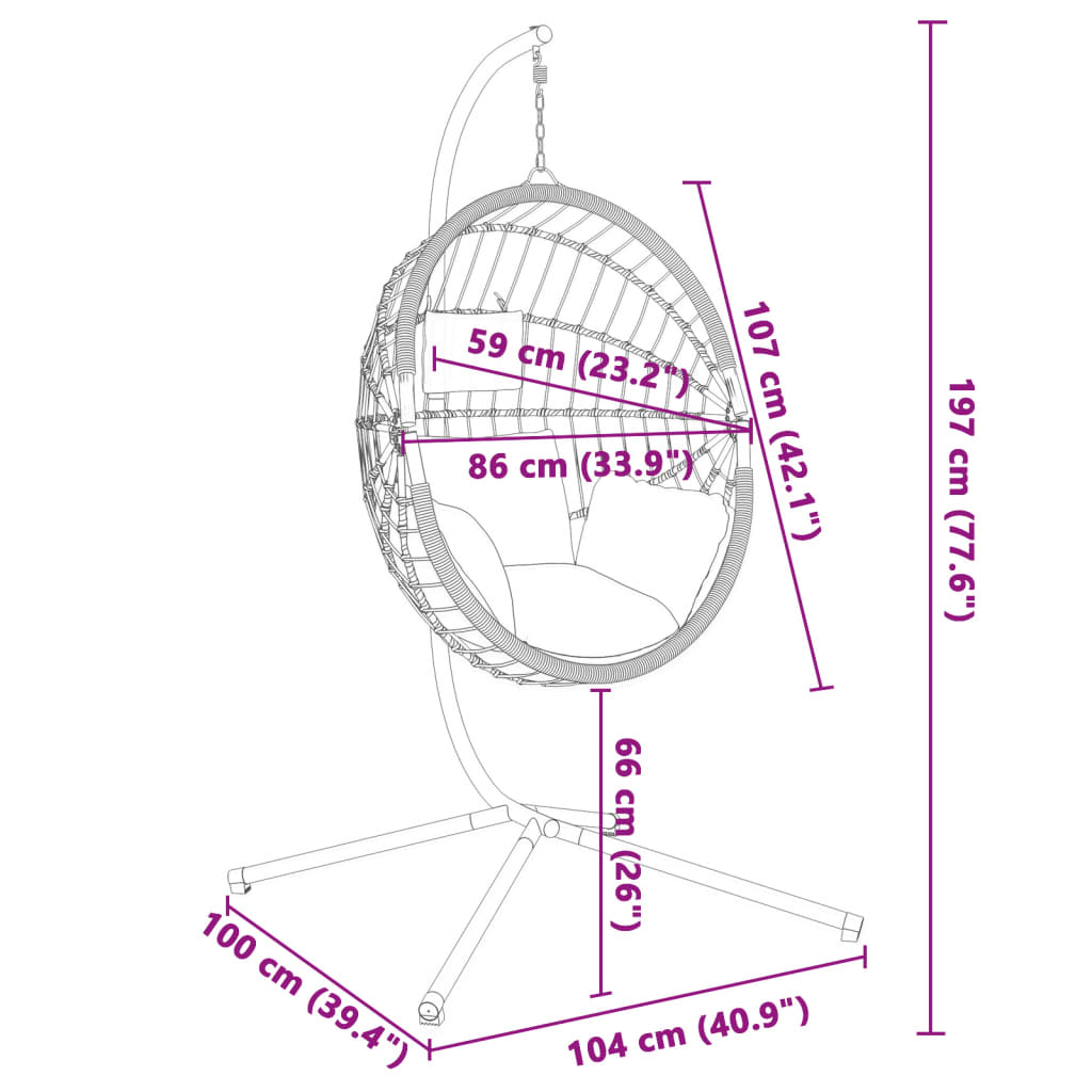 Hangstoel met standaard rattan en staal lichtgrijs is nu te koop bij PeponiXL, paradijselijk wonen!