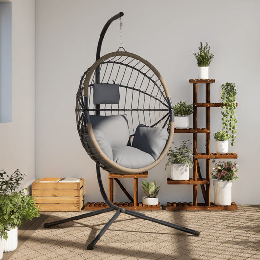 Hangstoel met standaard rattan en staal lichtgrijs is nu te koop bij PeponiXL, paradijselijk wonen!