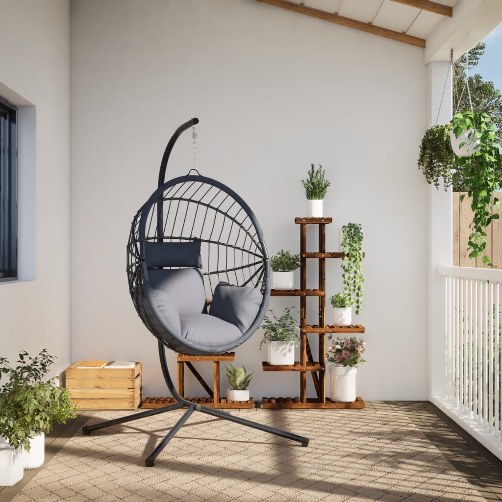 Hangstoel met standaard rattan en staal grijs is nu te koop bij PeponiXL, paradijselijk wonen!