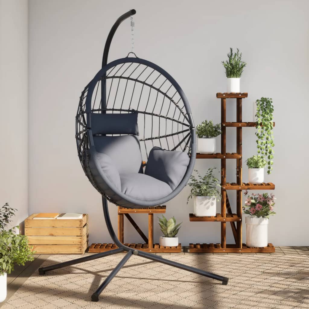 Hangstoel met standaard rattan en staal grijs is nu te koop bij PeponiXL, paradijselijk wonen!