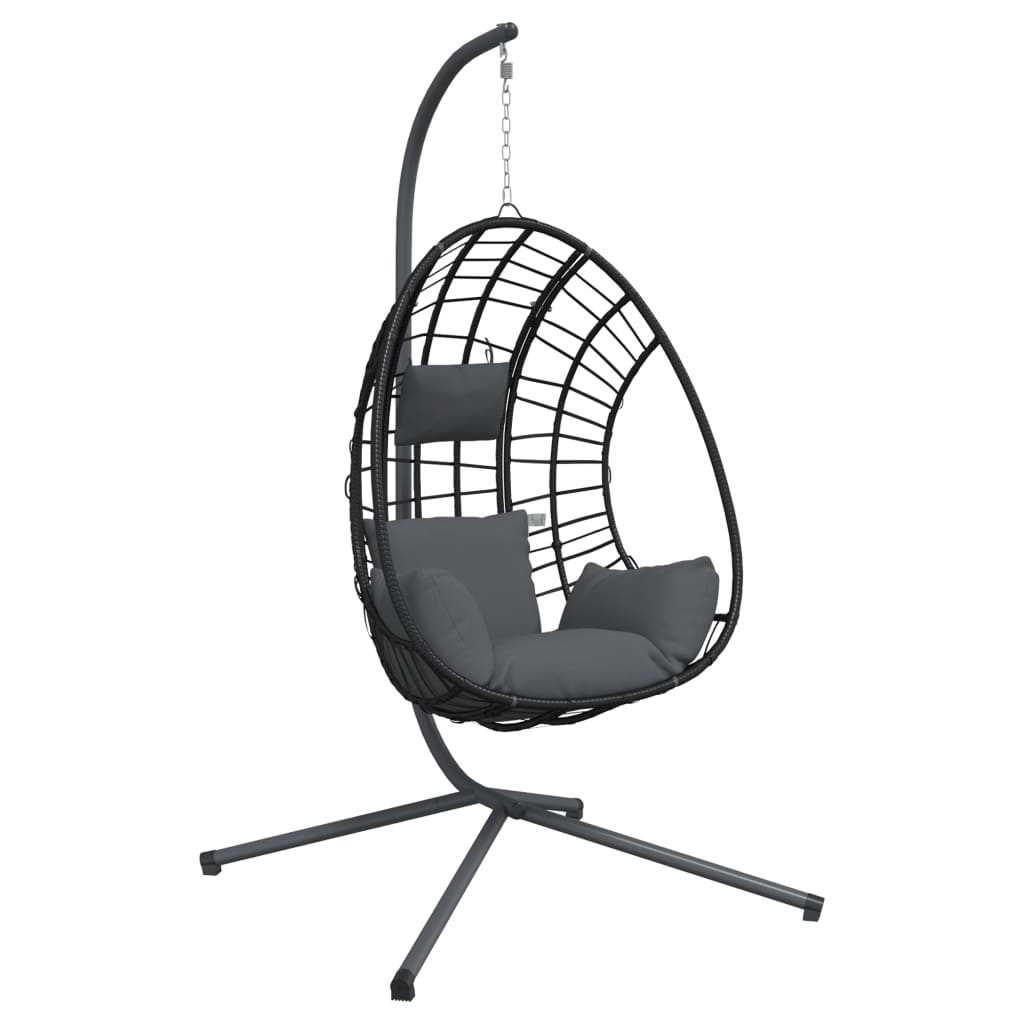 Hangstoel met standaard rattan en staal antracietkleurig is nu te koop bij PeponiXL, paradijselijk wonen!