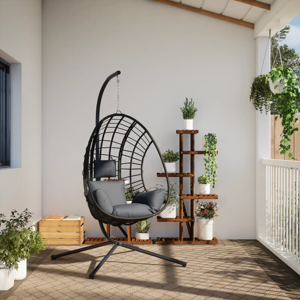 Hangstoel met standaard rattan en staal antracietkleurig is nu te koop bij PeponiXL, paradijselijk wonen!
