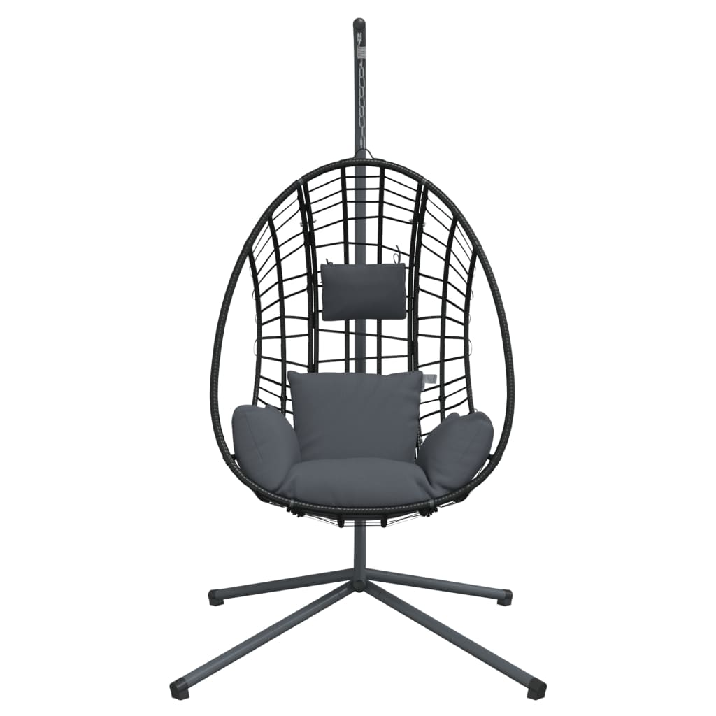 Hangstoel met standaard rattan en staal antracietkleurig is nu te koop bij PeponiXL, paradijselijk wonen!