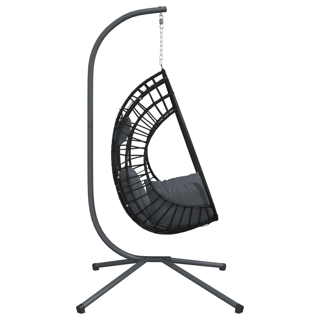 Hangstoel met standaard rattan en staal antracietkleurig is nu te koop bij PeponiXL, paradijselijk wonen!