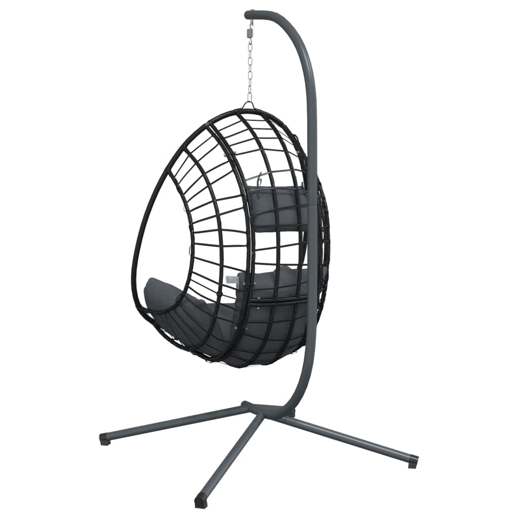 Hangstoel met standaard rattan en staal antracietkleurig is nu te koop bij PeponiXL, paradijselijk wonen!