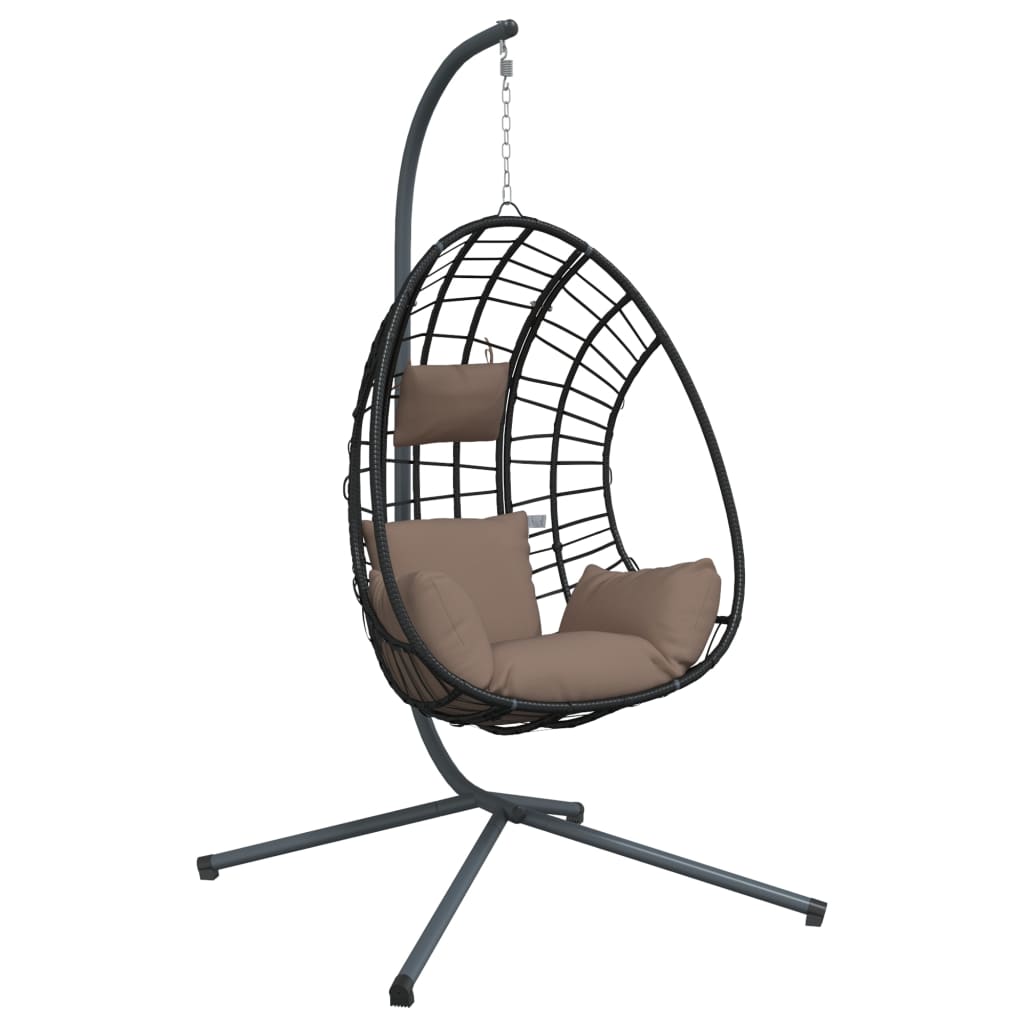 Hangstoel met standaard rattan en staal taupe is nu te koop bij PeponiXL, paradijselijk wonen!