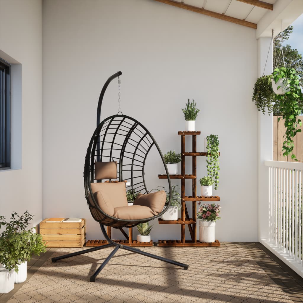Hangstoel met standaard rattan en staal taupe is nu te koop bij PeponiXL, paradijselijk wonen!