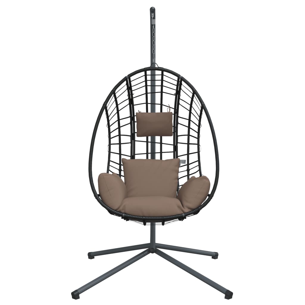 Hangstoel met standaard rattan en staal taupe is nu te koop bij PeponiXL, paradijselijk wonen!