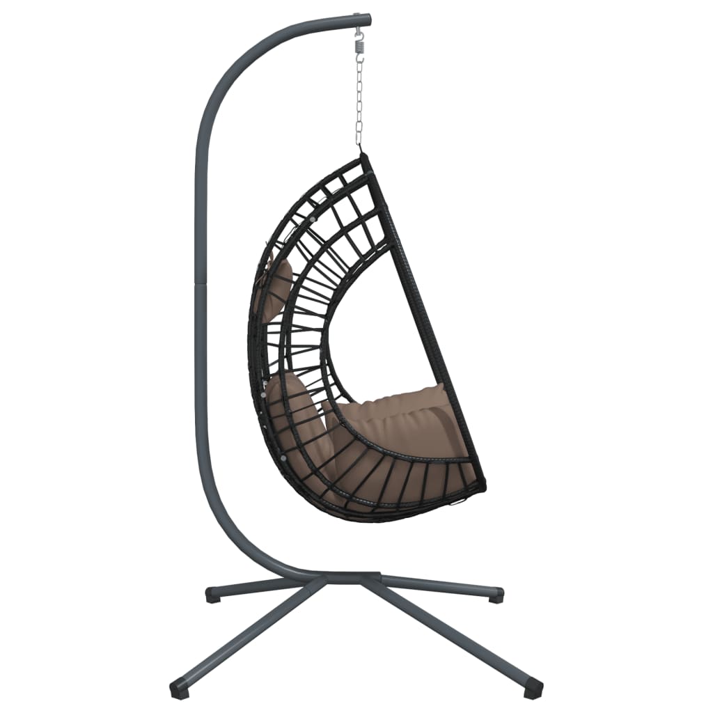 Hangstoel met standaard rattan en staal taupe is nu te koop bij PeponiXL, paradijselijk wonen!