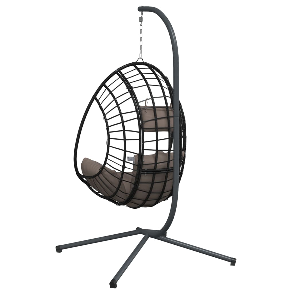 Hangstoel met standaard rattan en staal taupe is nu te koop bij PeponiXL, paradijselijk wonen!