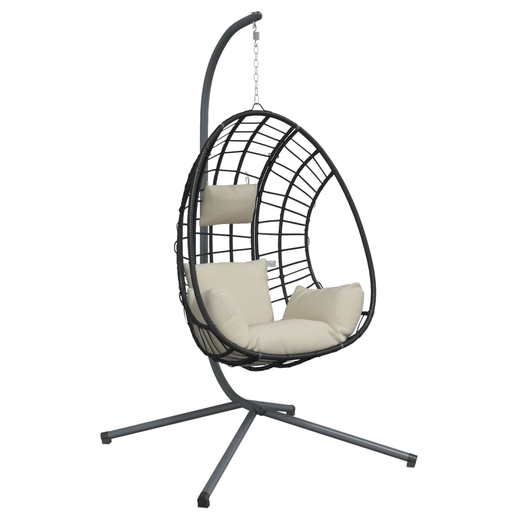 Hangstoel met standaard rattan en staal beige is nu te koop bij PeponiXL, paradijselijk wonen!