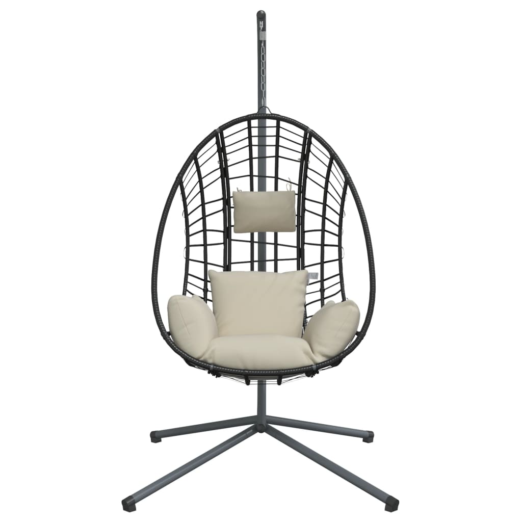 Hangstoel met standaard rattan en staal beige is nu te koop bij PeponiXL, paradijselijk wonen!