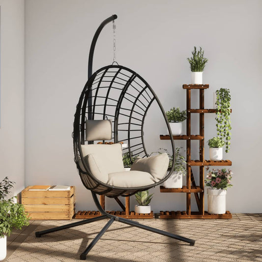 Hangstoel met standaard rattan en staal beige is nu te koop bij PeponiXL, paradijselijk wonen!