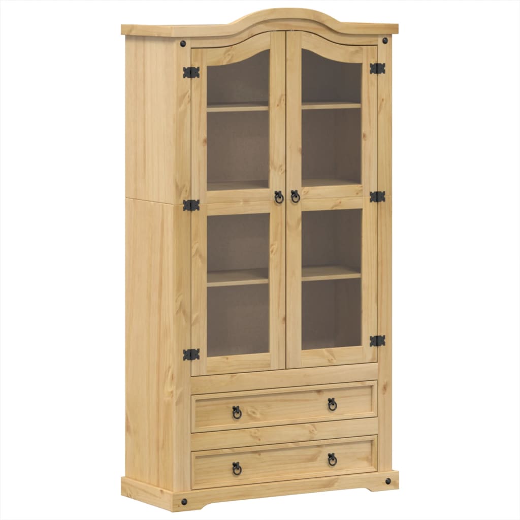 Vitrinekast Corona 99x43x187 cm massief grenenhout is nu te koop bij PeponiXL, paradijselijk wonen!