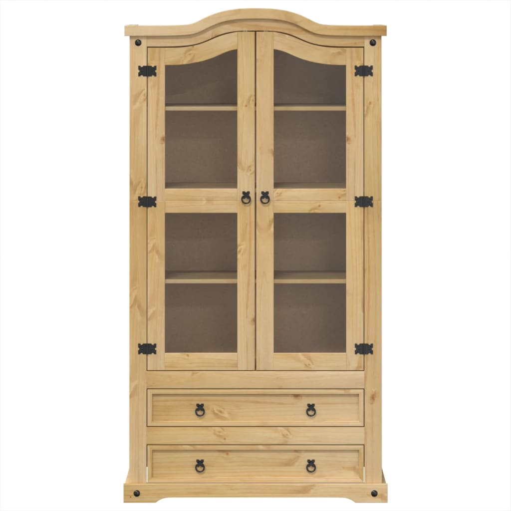 Vitrinekast Corona 99x43x187 cm massief grenenhout is nu te koop bij PeponiXL, paradijselijk wonen!