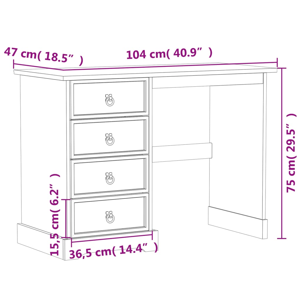 Kaptafel Corona 104x47x75 cm massief grenenhout is nu te koop bij PeponiXL, paradijselijk wonen!