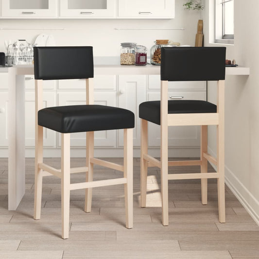 Barstoelen 2 st massief rubberhout en kunstleer is nu te koop bij PeponiXL, paradijselijk wonen!