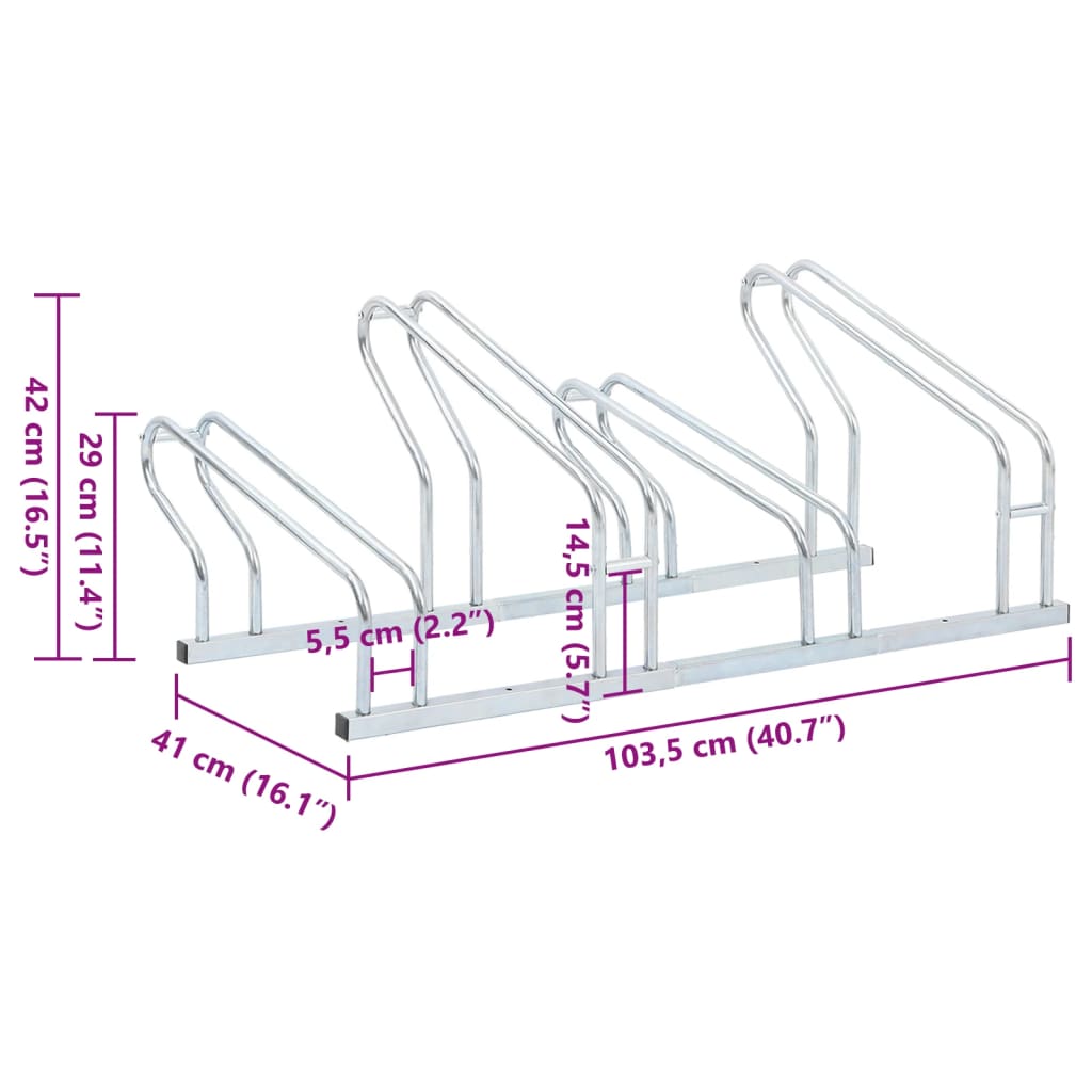 Fietsenstandaard voor 4 fietsen vrijstaand gegalvaniseerd staal is nu te koop bij PeponiXL, paradijselijk wonen!