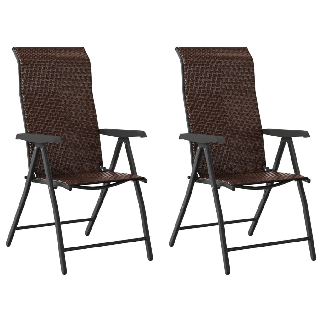 Tuinstoelen 2 st inklapbaar poly rattan bruin is nu te koop bij PeponiXL, paradijselijk wonen!