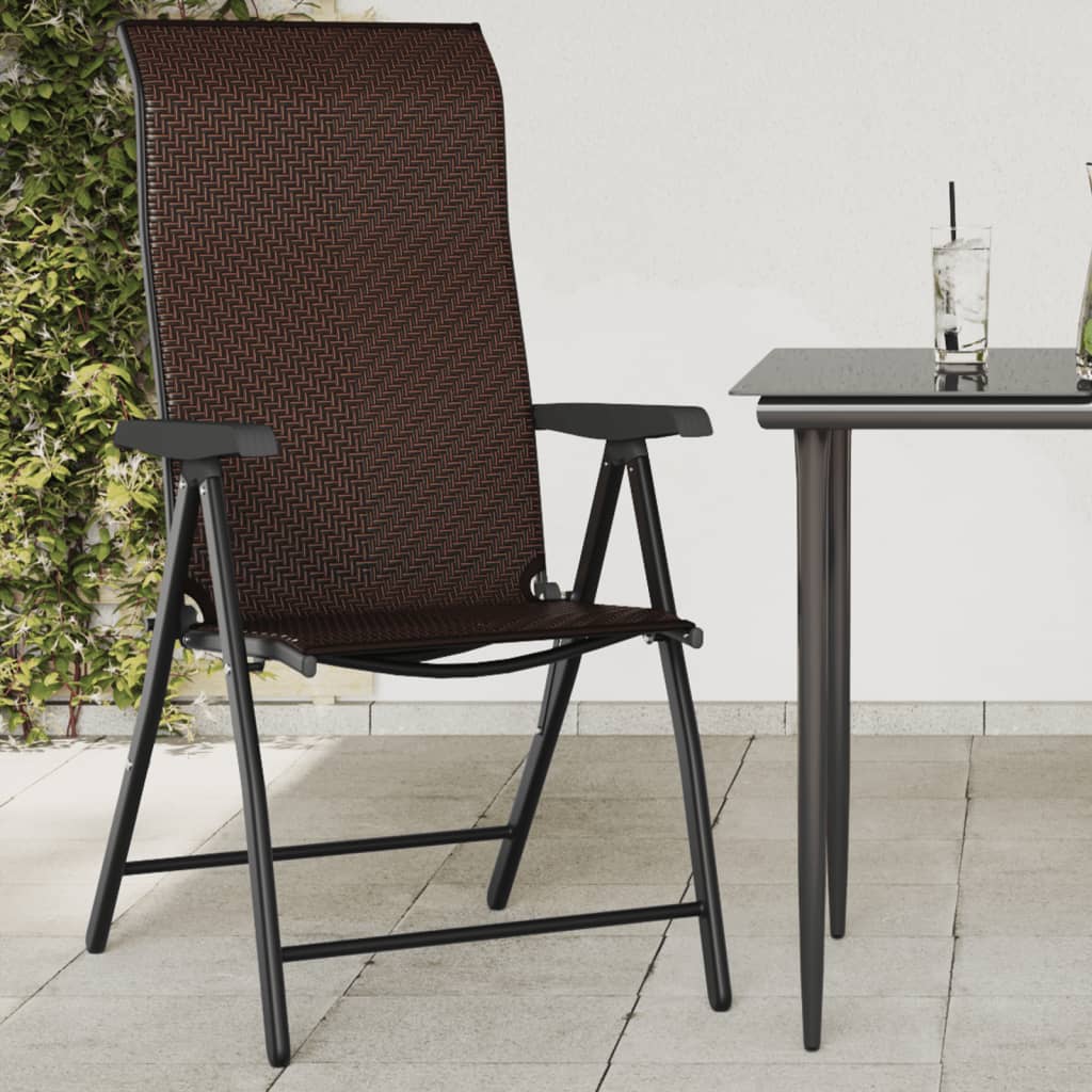 Tuinstoelen 2 st inklapbaar poly rattan bruin is nu te koop bij PeponiXL, paradijselijk wonen!